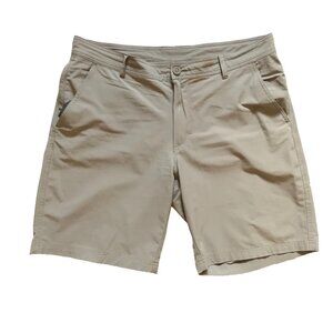 Columbia Regular Fit Flat Front Hybrid Shorts Mens 38 Gray 10" Inseam Polyester